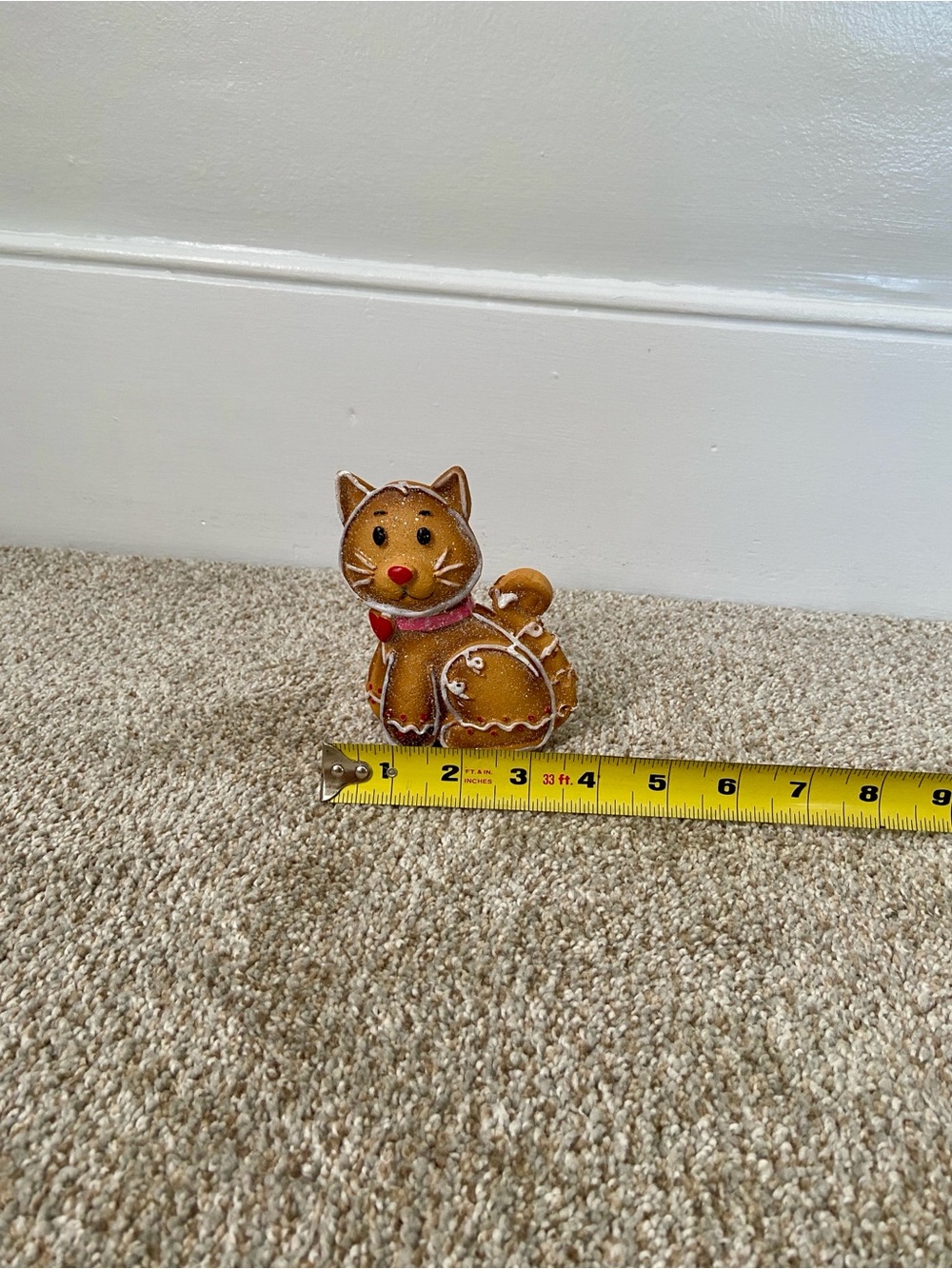 Christmas Gingerbread Cat Cookie Resin Figurine Holiday Tabletop Decor 4.6" - Picture 3 of 13